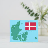 デンマークの国旗と地図 ポストカード (スタンド正面)