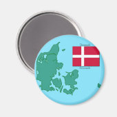 デンマークの国旗と地図 マグネット (正面/裏面)