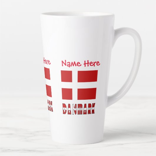 デンマークの国旗 デンマーク 赤のパーソナライズ カフェラテマグ (右)
