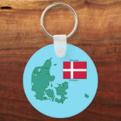 デンマークの地図と国旗 キーホルダー (正面)
