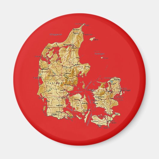 デンマークの地図マグネット マグネット (正面)
