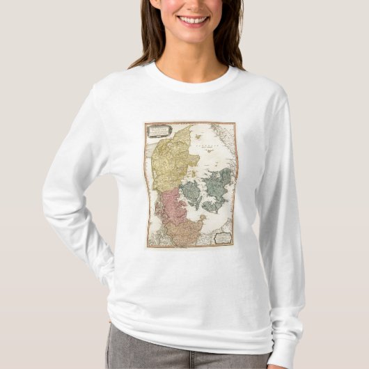 デンマークの地図書の地図 Tシャツ (正面)