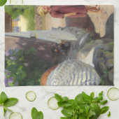 デンマークの夏の日(母と娘) キッチンタオル (折り畳み)