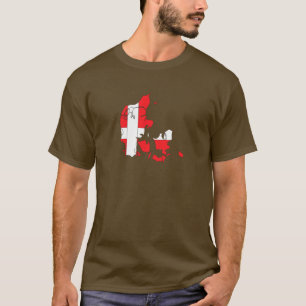 デンマークの旗の地図 Tシャツ