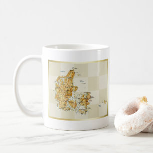 デンマークの旗 + 地図のマグ コーヒーマグカップ