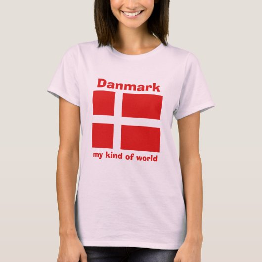 デンマークの旗＋地図＋テキストTシャツ Tシャツ (正面)