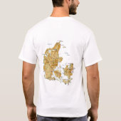 デンマークの旗 + 地図 + 文字のTシャツ Tシャツ (裏面)