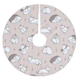 デンマークの森林動物クリスマスツリーアクセサリー ブラッシュドポリエステルツリースカート