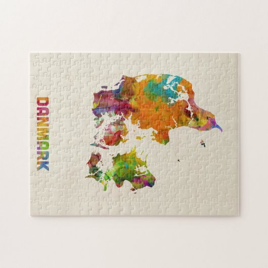デンマークの水彩画の地図 ジグソーパズル (横)