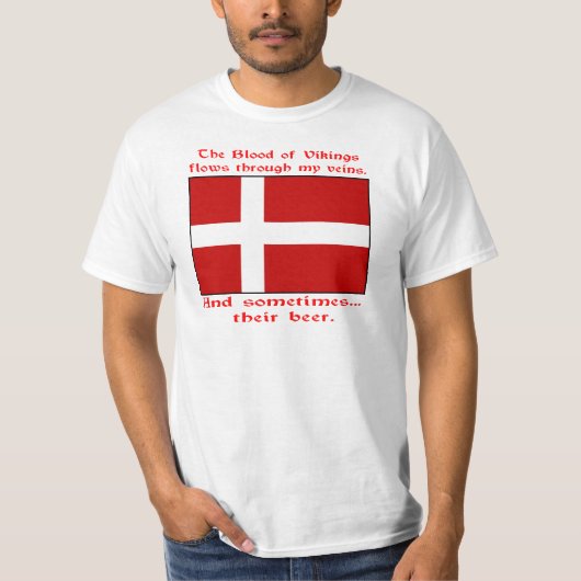 デンマークの血とビール ヴァイキング Tシャツ (正面)
