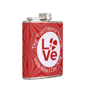 デンマークの赤いLOVE旗 カスタマイズ フラスク (右)