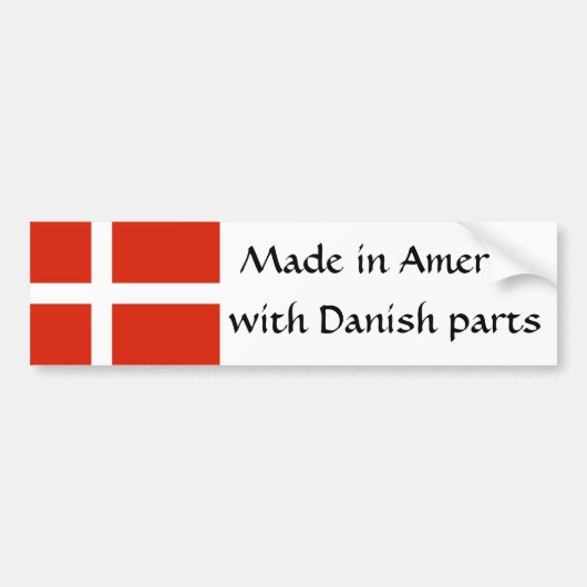 デンマークの部品が付いているアメリカで作られる! バンパーステッカー (正面)