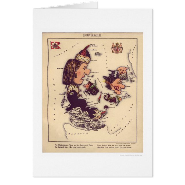 デンマークの風刺漫画の地図1868年 (正面)