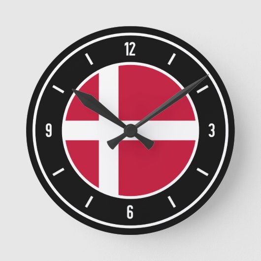 デンマークエレガント国旗 ラウンド壁時計 (正面)
