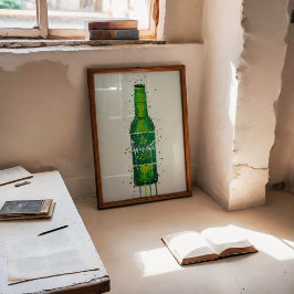 デンマークグリーンのビール瓶ウォールアートプリント ポスター