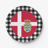 デンマークプレート、バッファロー・プレイド&デンマーク国旗 ペーパープレート (正面)