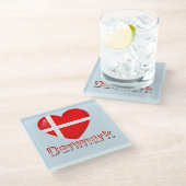 デンマークポップ・アートのアートハート国旗 ガラスコースター (アングル)