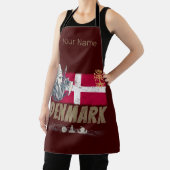 デンマークヴィンテージ国旗のバイキングと船のお土産 エプロン (インサイチュ)