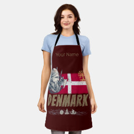 デンマークヴィンテージ国旗のバイキングと船のお土産 エプロン