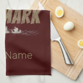 デンマークヴィンテージ国旗のバイキングと船のお土産 キッチンタオル (四つ折り)