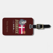 デンマークヴィンテージ国旗のバイキングと船のお土産 ラゲッジタグ (正面横)