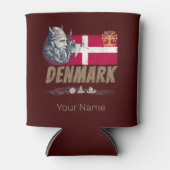 デンマークヴィンテージ国旗のバイキングと船のお土産 缶クーラー (正面)