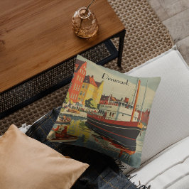 デンマークヴィンテージ旅行ポスター クッション