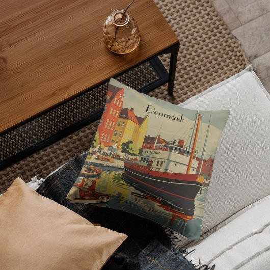 デンマークヴィンテージ旅行ポスター クッション
