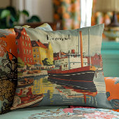 デンマークヴィンテージ旅行ポスター クッション