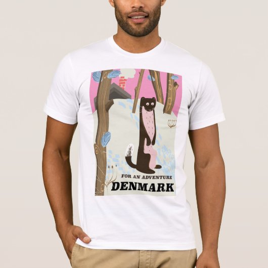 デンマークヴィンテージ風景旅行ポスター Tシャツ (正面)