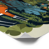 デンマーク北欧の森林動物フローラ芸術 ポスター (角)