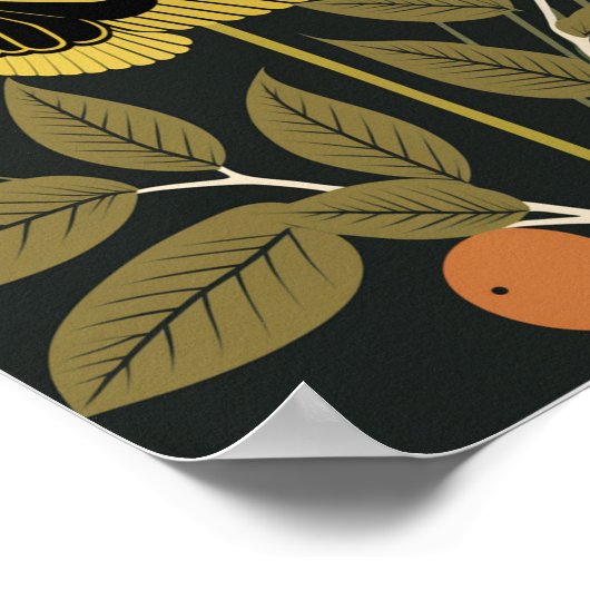 デンマーク北欧バタフライフローラボホアート ポスター (角)