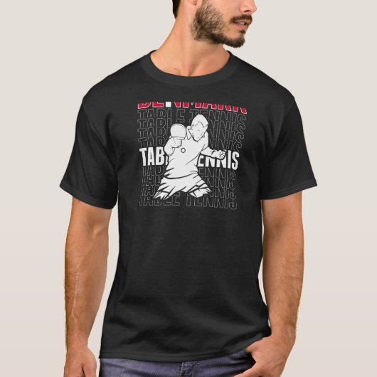 デンマーク卓球支援デンマークのピンポンTe Tシャツ (正面)