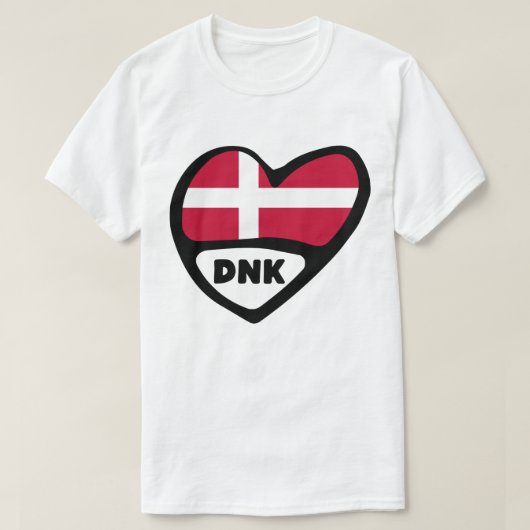 デンマーク国コードフラグハートピンバッジ, DNK Tシャツ (デザイン正面)