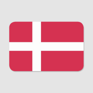 デンマーク国旗が付いた愛国的な名前タグ 名札