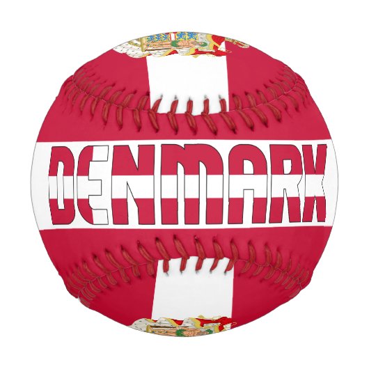 デンマーク国旗とコート・オブ・アームズ 野球ボール (正面)