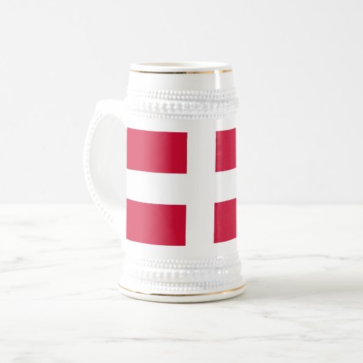 デンマーク国旗とマグカップ ビールジョッキ (正面左)