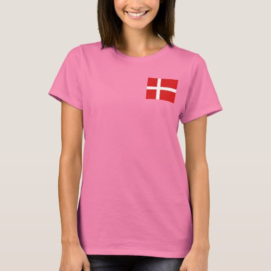 デンマーク国旗と地図dk Tシャツ (正面)