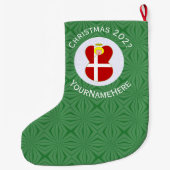 デンマーク国旗のエンジェルのクリスマス年 ラージクリスマスストッキング (裏面)