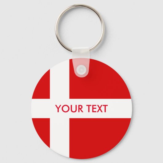デンマーク国旗のキーチェーン |デンマーク語デザイン キーホルダー (正面)