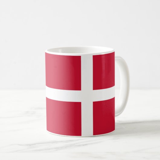 デンマーク国旗のセラミックマグカップ コーヒーマグカップ (正面右)
