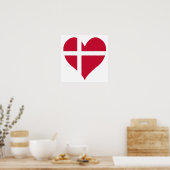 デンマーク国旗のハート ポスター (キッチン)