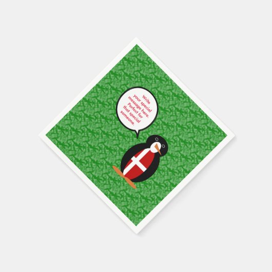 デンマーク国旗の休日ペンギン語 スタンダードカクテルナプキン (角)