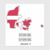 デンマーク国旗の地図のアウトライン シール (シート)