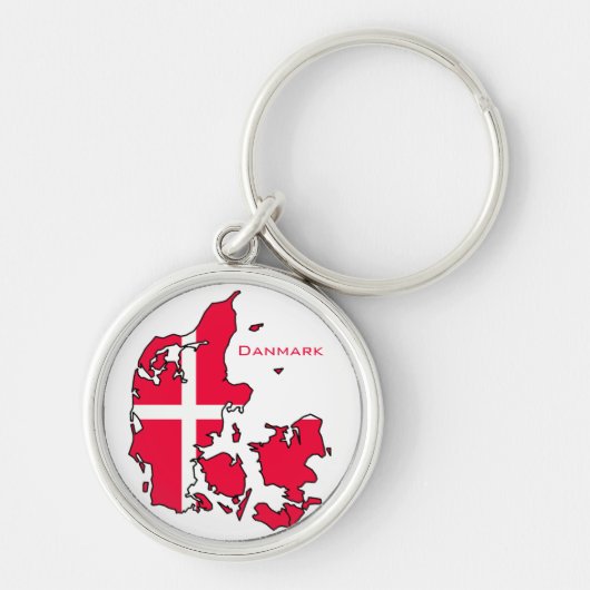 デンマーク国旗の地図キーチェーン キーホルダー (正面)