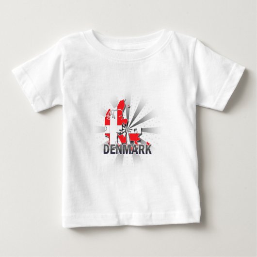 デンマーク国旗の地図2.0 ベビーTシャツ (正面)