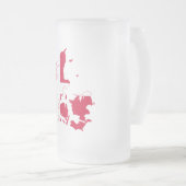 デンマーク国旗の地図 フロストグラスビールジョッキ (正面右)