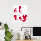 デンマーク国旗の地図 ポスター (ホームオフィス)