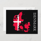 デンマーク国旗の地図 ポストカード (正面/裏面)