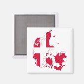 デンマーク国旗の地図 マグネット (正面/裏面)